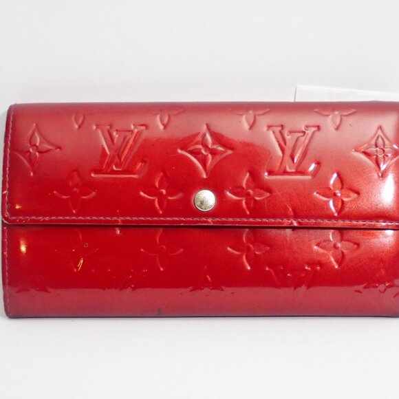 Louis Vuitton Monogram Vernis Sarah Long Red Wallet - Picture 1 of 9
